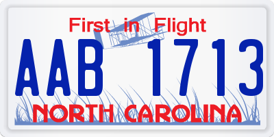 NC license plate AAB1713