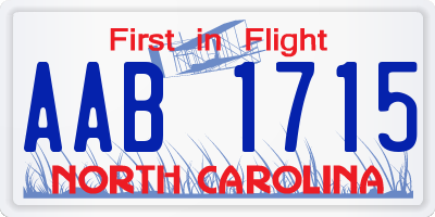 NC license plate AAB1715