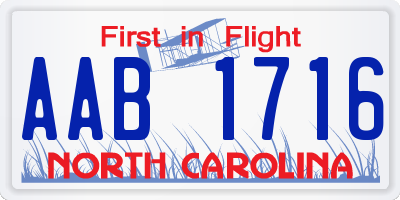 NC license plate AAB1716