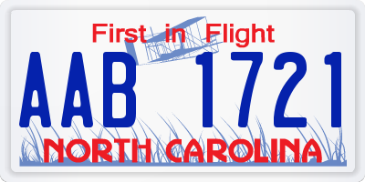 NC license plate AAB1721