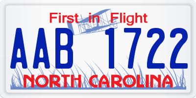 NC license plate AAB1722