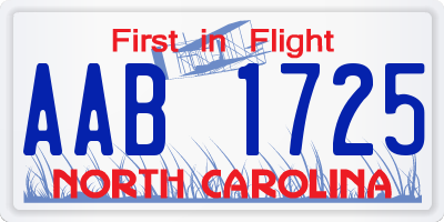 NC license plate AAB1725