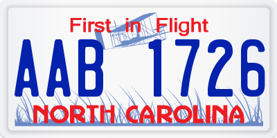 NC license plate AAB1726