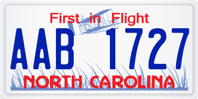 NC license plate AAB1727