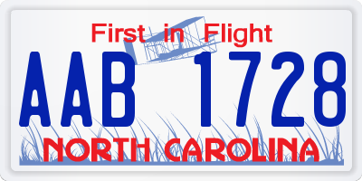 NC license plate AAB1728