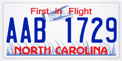 NC license plate AAB1729