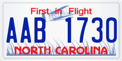 NC license plate AAB1730