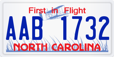 NC license plate AAB1732