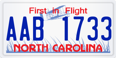 NC license plate AAB1733