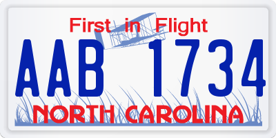 NC license plate AAB1734