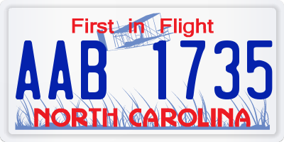 NC license plate AAB1735