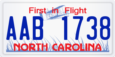NC license plate AAB1738