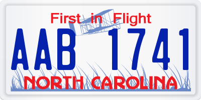 NC license plate AAB1741