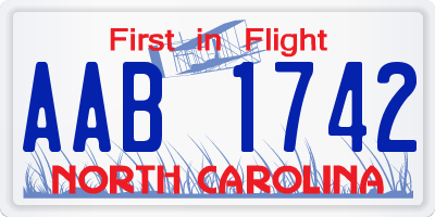 NC license plate AAB1742