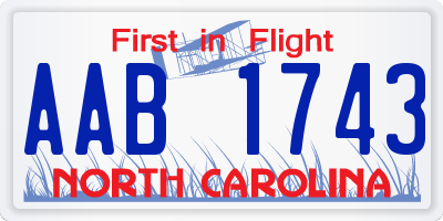 NC license plate AAB1743