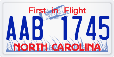 NC license plate AAB1745