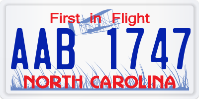 NC license plate AAB1747