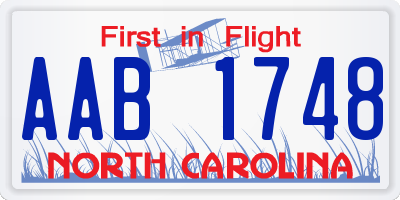 NC license plate AAB1748