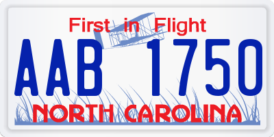 NC license plate AAB1750