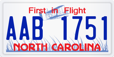 NC license plate AAB1751