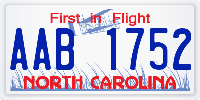 NC license plate AAB1752