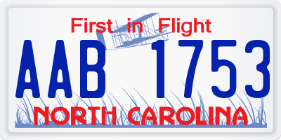 NC license plate AAB1753