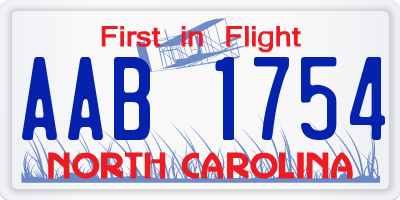 NC license plate AAB1754