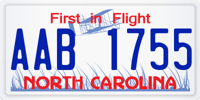 NC license plate AAB1755