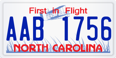 NC license plate AAB1756