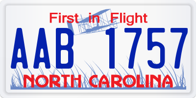 NC license plate AAB1757