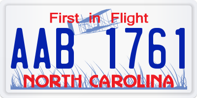 NC license plate AAB1761