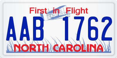 NC license plate AAB1762