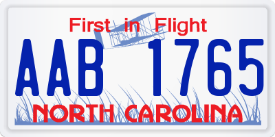 NC license plate AAB1765