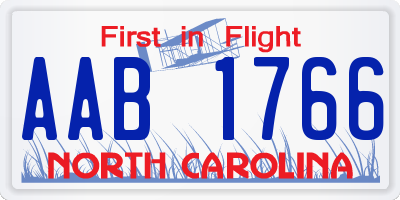 NC license plate AAB1766
