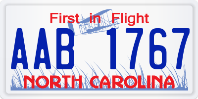 NC license plate AAB1767