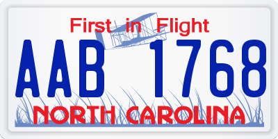 NC license plate AAB1768
