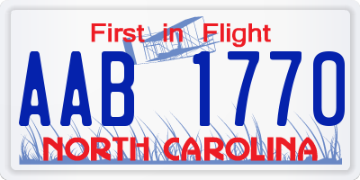 NC license plate AAB1770
