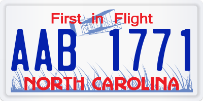 NC license plate AAB1771
