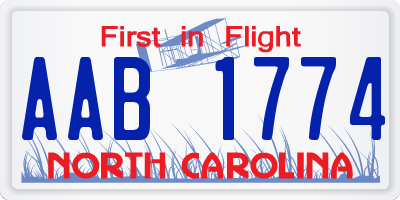 NC license plate AAB1774