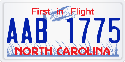 NC license plate AAB1775