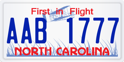 NC license plate AAB1777