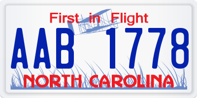 NC license plate AAB1778