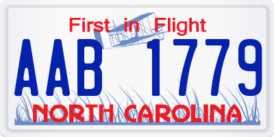 NC license plate AAB1779