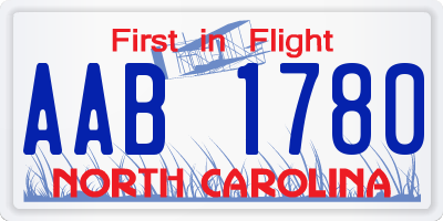 NC license plate AAB1780