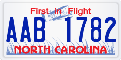 NC license plate AAB1782