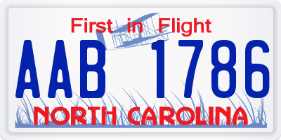 NC license plate AAB1786
