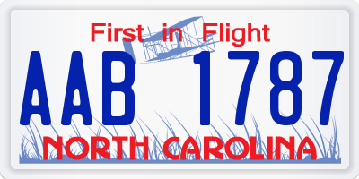NC license plate AAB1787