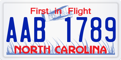 NC license plate AAB1789