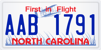 NC license plate AAB1791