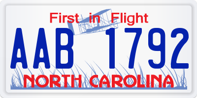 NC license plate AAB1792